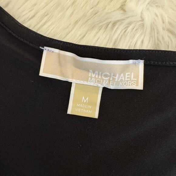 Michael Kors Black Grommet Short Sleeve Lace Up Top Medium - Picture 3 of 9